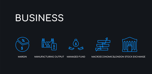 Wall Mural - 5 outline stroke blue london stock exchange, macroeconomics, managed fund, manufacturing output, mar