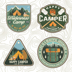 Wall Mural - set of summer camp patches. vector. concept for shirt, stamp, apparel or tee. vintage design with la