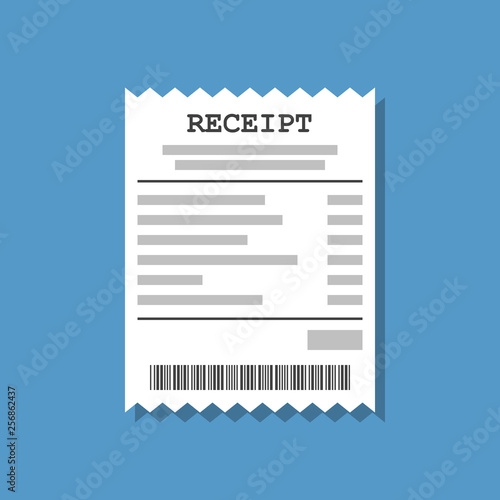Cuadros en Lienzo paper receipt, flat vector illustration