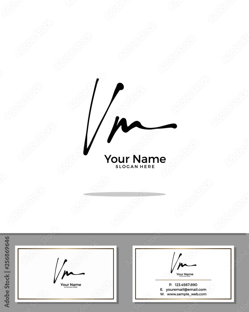 Vm Signature Graphics V M VM initial logo signature template vector. Handwriting logo concept ...