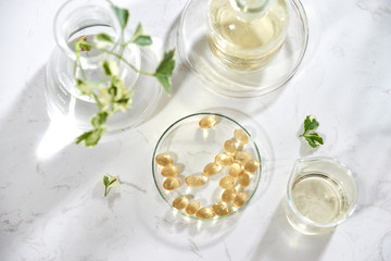 Wall Mural - alternative herb medicine. herbal vitamin on white background.