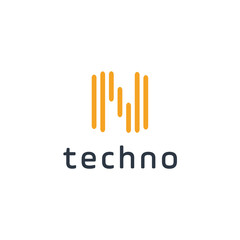 Poster - Technology logo simple tech design with innitial N. Vector creative abstract circle round red flow shape modern icon for construction technology or logo template for digital communication concept