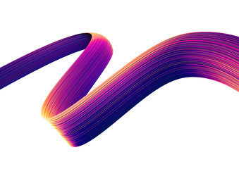 Wall Mural - 3d render iridescent metallic ribbon isolated on white background. colorful 90s style foil shape in 