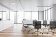 Leinwandbild Motiv Modern white empty office interior with board table. 3D render.