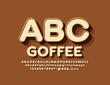 Vector emblem Coffee with 3D trendy Alphabet Letters, Numbers and Symbols set. Font for Marketing 