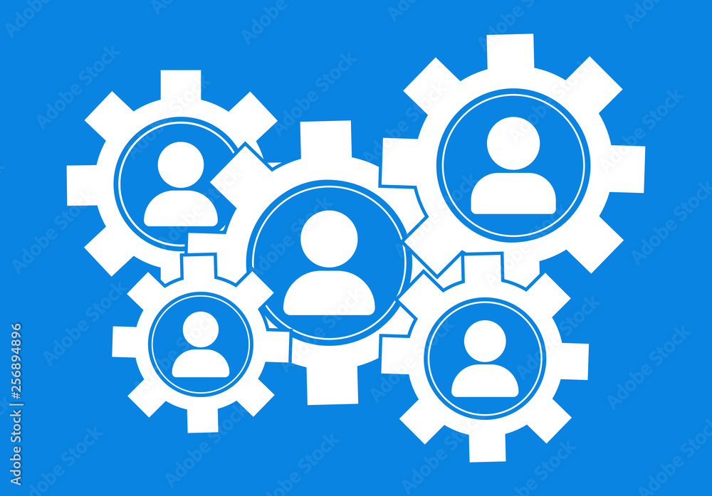 Online marketing. Marketin badges. Marketing staff. Advertising and sale. People icons. Vector illustration.