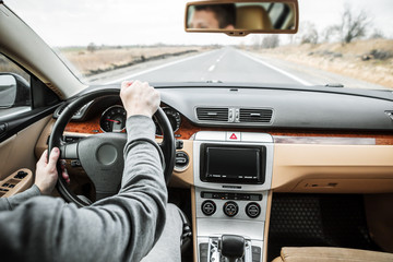 driving the modern car on asphalt road