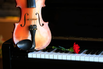 Violin and piano, indoors