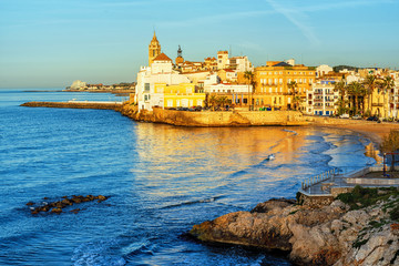 Wall Mural - Sitges, Spain, a historical resort town on Costa Dorada