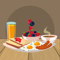 Poster - delicious tasty breakfast cartoon