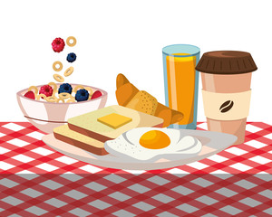 Poster - delicious tasty breakfast cartoon