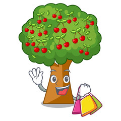 Sticker - Shopping cherry tree isolated in the mascot