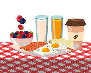 Poster - delicious tasty breakfast cartoon