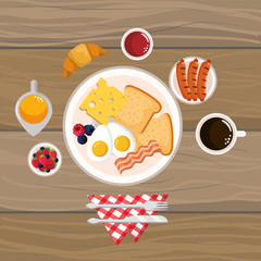 Wall Mural - delicious tasty breakfast cartoon