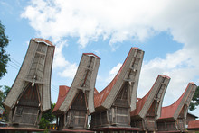Tongkonan Houses, Traditional Torajan Buildings, Tana Toraja, Sulawesi,  is The Traditional Ancestral house, Or Rumah Adat Of The Torajan People, In South Sulawesi, Indonesia. Tongkonan have A Disting