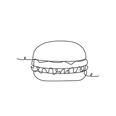 Poster - Drawing a continuous line. American hamburger