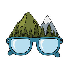 Sticker - mountains landscape with eyeglasses