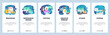 Mobile app onboarding screens. Digital marketing, branding and design studio, creativity. Menu vector banner template for website and mobile development. Web site design flat illustration