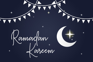 Wall Mural - ramadan kareem greeting Card Illustration, ramadan kareem cartoon vector Wishing for Islamic festival for banner, poster , background , flyer ,illustration, brochure and sale background - Vector