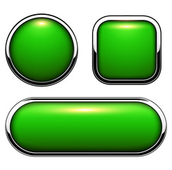 Poster - Glossy buttons green with metallic chrome elements