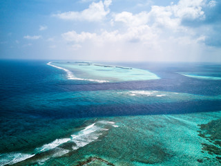 Wall Mural - Aerial drone photo - The beautiful Maldives islands