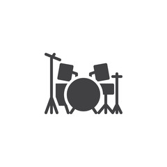 Drum kit vector icon. filled flat sign for mobile concept and web design. Drum set glyph icon. Symbol, logo illustration. Pixel perfect vector graphics