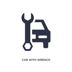 Wall Mural - car with wrench icon on white background. Simple element illustration from mechanicons concept.