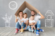 Leinwandbild Motiv Family New Home Moving Day House Concept