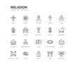 © Meth Mehr - set of 20 line icons such as bead, commandments, buddhism, vatican, holy trinity, judaism, calvary, jainism, paganism, mantle. religion outline thin icons collection. editable 64x64 stroke