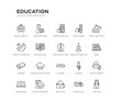 © Meth Mehr - set of 20 line icons such as glasses, graduation pictures, eraser, window scrolling left, application form, online class, steps to complete, check mark, smartphone app, users settings. education