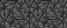 3d Black Lattice Tiles On Gray Concrete Background. High Quality Seamless Realistic Texture.