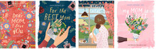 Happy Mother's Day! Vector Illustrations For A Cute Cover, Poster, Banner Or Card For The Holiday Moms