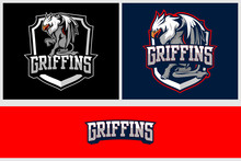 Griffin Cartoon Character Vector Badge Logo Template