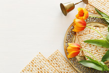 Pesah Celebration Concept (jewish Passover Holiday). Top View, Flat Lay