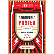 Vertical Art Poster Template In Heavy Power Style. National Patriotism Freedom Vertical Banner. Graphic Design Layout. Music Concert Rock Concept Vector Illustration. Geometric Abstract Background. 