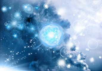 Wall Mural - artistic abstract glowing nebula space galaxy creative background