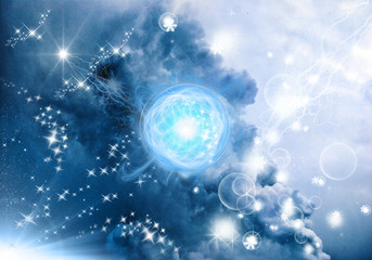 Wall Mural - artistic abstract bright nebula space galaxy creative background
