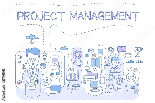 Project Management Set Organizing Company Resources Risks