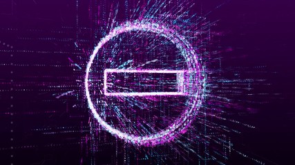 Canvas Print - Animation of a traffic sign is prohibited. Consists of a stream of numbers and symbols in digital space.