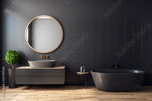 Fotomural Modern black bathroom interior