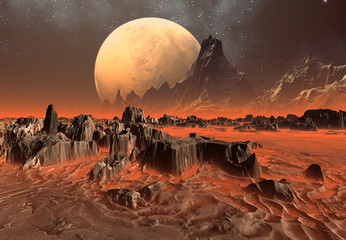 Wall Mural - 3d rendered fantasy alien landscape - 3d illustration