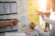 © ordinary042 - UX designer creative group working about planing mobile application project with sticky notes. User experience concept.