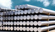 Heap of aluminium bar in aluminium profiles factory
