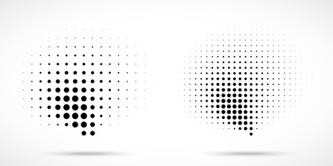 Wall Mural - halftone dots curved gradient pattern texture isolated on white background set. curve dotted spots u