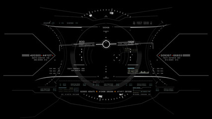Fototapete - Aerial view from the fighter plane's cockpit flying in the lime stone mountain canyon with head up display acquire targets and enemies location hidden in the dense mountain forest