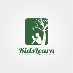 Wall Mural - kid Learning logo template,Children learning icon design