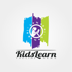 Wall Mural - Children Learning vector logo design,kid learn