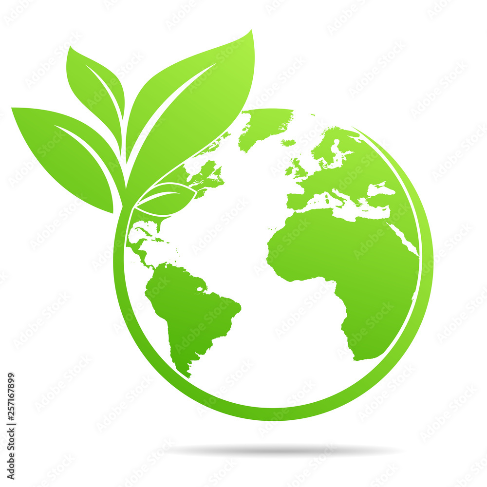 World environmental ,saving logo and ecology friendly concept  Vector illustration - obrazy, fototapety, plakaty 