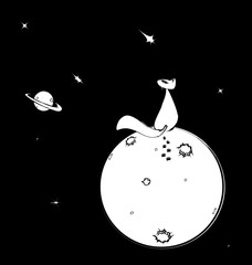 black white background image of space with abstract cat