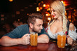 © Nomad_Soul - Surprised drunk man stairs at breasts of waitress
